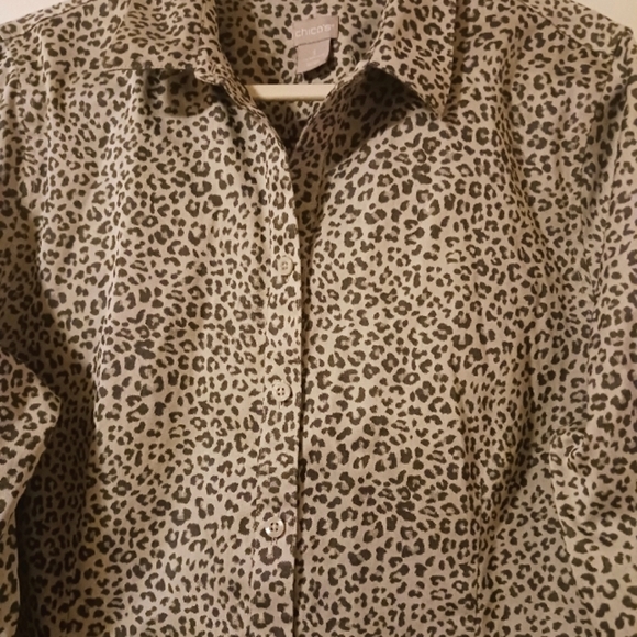 Chico's Animal Print Button Down Shirt - Picture 6 of 13